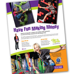 Full page magazine advertisement for 'Clip 'N Climb'